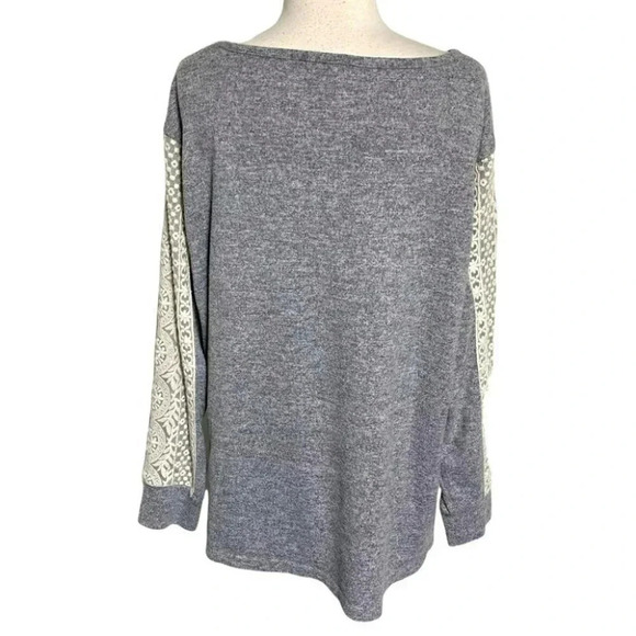 Flora Nikrooz XXL space gray with lace‎ long sleeves sweatshirt - Picture 3 of 5